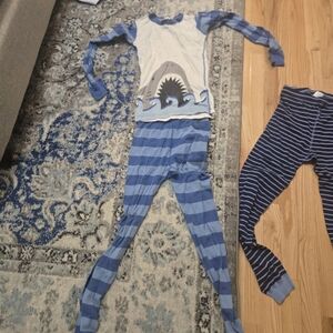 Hanna Andersson Blue Striped Shark Pajama Set